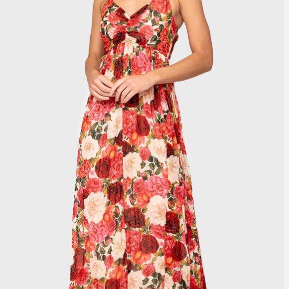 Halter Dress Sleeveless Pleated Midi Dress Moon River Pleated Midi Dress   Gibsonlook